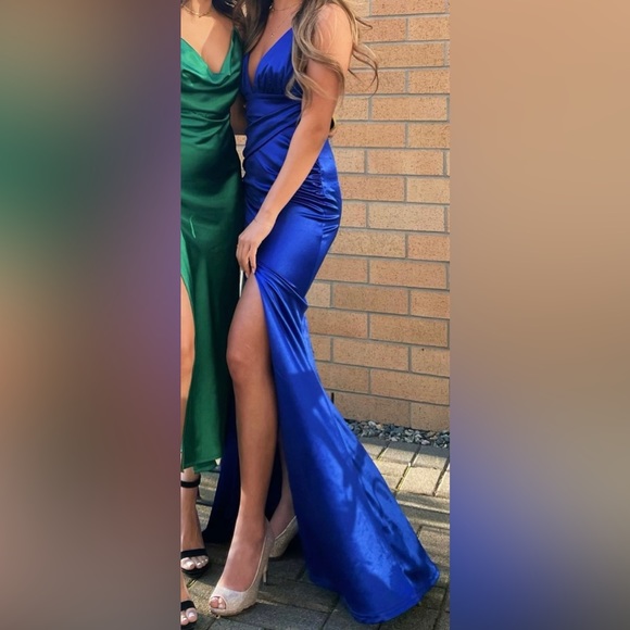 Windsor Royal Blue Satin Maxi Dress - Picture 6 of 7